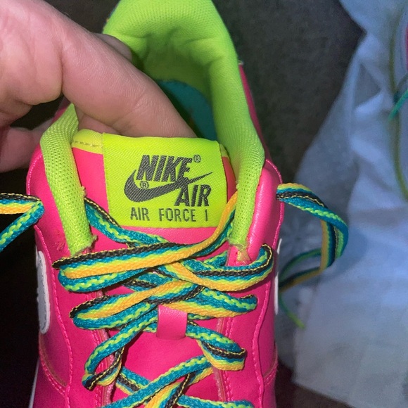 Pink Blast White Volt 
Nike Airforce 1’s size 7y - Picture 3 of 5